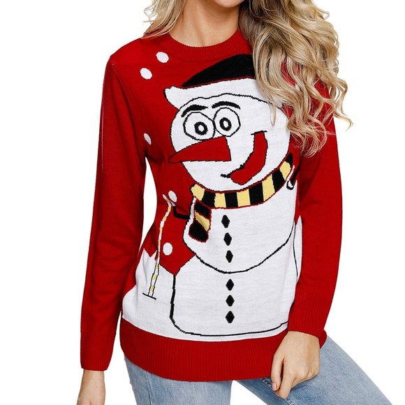 VLRSY Red Snowman Crew-Neck Sweater XL - Picture 1 of 6